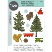 Sizzix 49 and market pine holidays stamp & die set 666711 farm fresh tree