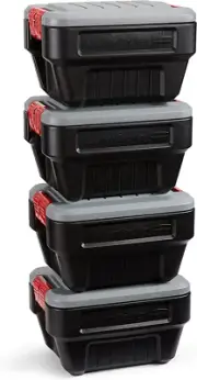 8 Gal Plastic Storage Bin Organizer Stackable Lockable Tote Container Box 4 Pack
