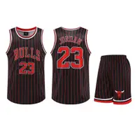 在飛比找蝦皮購物優惠-公牛隊23號Jordan球衣套裝 籃球服兩件套 復古條紋 背