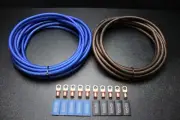 4 GAUGE WIRE 25FT BLUE 25 FT BLACK SUPERFLEX 10PCS COPPER 5/16 RING HEATSHRINK
