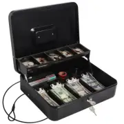 Cash Box with Money Tray and Lock Large Money Box for Cash 5 Compartments 4 S