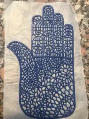RARE VTG Hamsa Hand Iron On Transfer Appliqué FLOWING RIVER Pattern C Blue