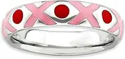 [JewelryWeb] 4.5mm 925 Sterling Silver Pink Enamel Stackable Polished-Pink Red Enameled Ring-Stackable-Ring for Women