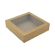 BULK 60pkMedium Square Kraft Grazing Box with Window Lid (250x250x80mm)