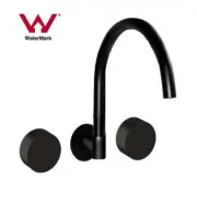 NEW Watermark 1/4 Wall Top assembly Black bath taps swivel gooseneck high spout