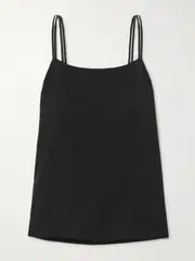 [Max Mara] Max Mara - Kansas Silk-blend Crepe Top - Black - UK 16 UK 16 Black