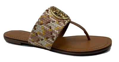 Tory Burch Benton Flat Sandal Woven Nappa Leather Size 8.5 Multicolor