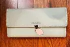 NEW GREEN VEGAN LEATHER ROULENS TRI-FOLD WALLET