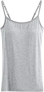 [Generic] Layering Women Camisole Adjustable Camisole With Frame Bra Undershirt Crop Top Back (Grey, S)