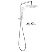 ACA WELS Round 10'' Stainless Steel Rainfall Shower Head Station 3-MODE Handheld Set Diverter Twin Taps Chrome
