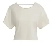 adidas WOMEN'S STUDIO BACKLESS T-SHIRT TEE TOP BEIGE GYM WORKOUT YOGA FITNESS S