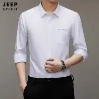 在飛比找Yahoo!奇摩拍賣優惠-JEEP/吉普長袖襯衫2024春秋季男士寬松商務純色正裝襯衫