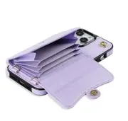 IPhone 15 Pro Wallet Case With Card Holder, PU Leather Kickstand Card Slots Case-Purple
