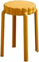 Plastic Stool, Thick and Stackable Circular Long Leg Stool in Multiple Colors for Home Use Dining Rooms Bedrooms(Yellow)