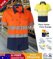 2 3 5 Pack Hi Vis Work Shirt Light Cotton Drill Safety Short Vents Back Cape 3M