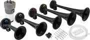 Vixen Horns Loud 5/Five Trumpet Dixie Musical/Music Sound Air Horn with Compressor Full Complete System/Kit Black 12V VXH6801B