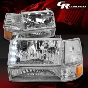 CHROME LED DRL HEADLIGHT+BUMPER LAMPS+AMBER CORNER LH+RH FOR 92-96 FORD F150-350 (for: Ford)