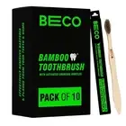 Compostable Bamboo Toothbrush with Ultra-Soft Charcoal Active Bristle Pack of 10