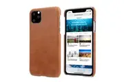 For iPhone 11 Pro Case Elegant Genuine Leather Back Shell Protective Cover Brown