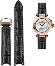 [CEKGDB] 18 * 10mm 20 * 12mm Cowhide Leather Strap Concave Brown Black Calfskin Bracelet Folding Buckle For Cartier PASHA WSPA0009 Watchband