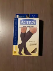 Activa H2501 Men Dress Knee Compression Socks 15-20mmhg, Tan, Small