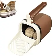 Cat Litter Scooper with Holder - Large Capacity Cat Scoop Holder - Includes Portable Waste Can and Bracket, Kitten Litter Shovel