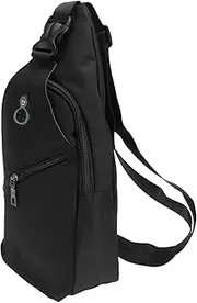 [BESTYASH] Men PU Leather Crossbody Chest Bag with Zipper for USB Headphone Lightweight Theft Sling for Travel Outdoor Sports Daily Use Black