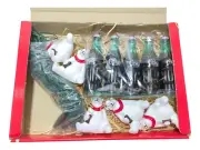Vtg 90s Coca-Cola String Light Set Polar Bear Coke Bottle Blow Molds Christmas