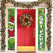 Merry Grinchmas Porch Door Sign Christmas Decor for Home Office Fireplace