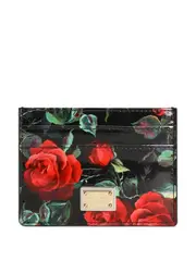 [Dolce & Gabbana] Dolce & Gabbana-Portacarte Con Stampa Rose-Donna OS