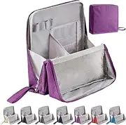 Standing Makeup Bag – Portable, Large Capacity, Doresty Multi-Purpose Large Capacity Oxford Cloth Stand Up Makeup Bag, Standing Waterproof Toiletry Bag with Compartments (Purple)