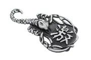 Men Belt Buckle Silver Metal Western Scorpion Insect Black Desert Animal Long