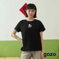 在飛比找蝦皮商城優惠-【gozo】燒番麥小姐印花合肩T恤(黑色/黃色_M/L) |