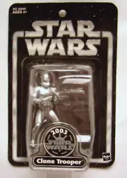 Star Wars 2003 AOTC SAGA Silver Clone Trooper Exclusive MOC promo D21