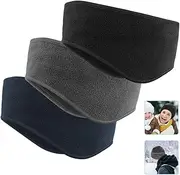 Ear Warmers Headband, KOMAKE 2 Pack Earmuff Headband Fleece Earmuffs Running Headband Winter Ear Covers Moisture Wicking Sweatband Ski Sport Headband For Men & Women (Black+Gray)