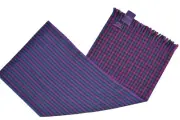 Seaward & Stearn NWT Wool & Angora Scarf Bright Pink Brown & Blue Plaid Stripes