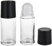 2 Pcs 30ML Clear Empty Glass Essential Oil Roll On Bottles Refillable Containers