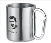 Double wall stainless steel mug, with carabiner handle. Izmailov TLC