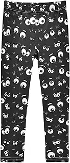 [Joisal] Playful Eyes Black Girls' Leggings, Comfy for Halloween Leggings for Girls, 4-10T