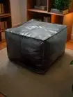 Moroccan Ottoman Pouffe Footstool Black 20'' Unstuffed Leather