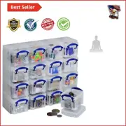 Clear Plastic Arts & Crafts Organiser - 16x 0.14L Removable Compartment Boxes