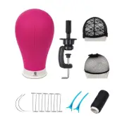 22 Inch Canvas Block Head Mannequin Wig Head with Stand Pink Styling Mannequin B