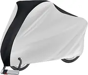 Puroma Bike Cover Outdoor Waterproof Bicycle Covers Rain Sun UV Dust Wind Proof with Lock Hole for Mountain Road Electric Bike, XL (Black&Silver)