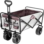 Camping Car Capacity 500lbs Heavy Duty Folding Cart Wagon Beach Wagon Camping Cart Multifunctional(STC8-3-mika)