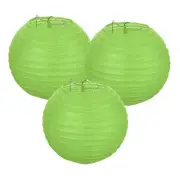 3Pcs Decorative Hanging Round Paper Lanterns 15cm/6", Green