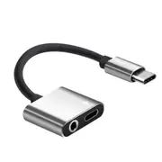 2PCS USB-C / Type-C to 3.5mm Aux + USB-C / Type C Earphone Adapter Charger Audio Cable for Mi 8 Lite A2 (L1130)(silver)