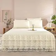 Ruffle Bedspread Sheet, Ruffle Bedspread, Ruffle Skirt Bedspread, Lace Bed Skirt Queen, Ruffle Skirt Bedspread Full, Dust Ruffle Bedskirt Twin Size(F,180x220cm/70 x 87 in)