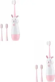 KOMBIUDA 2 Sets Boys and Girls Sonic Toothbrush Soft Bristles 3 Replacement Heads Hygiene for Children