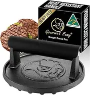 Smash Burger Press for Griddle, 2 lb Heavy Duty Burger Smasher Tool with Heat-Resistant Handle, Premium Cast Iron Bacon & Sandwich Maker, Hamburger Press for BBQ Grilling Accessories, 5-Year Warranty