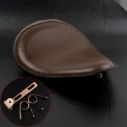 Brown Solo Driver Seat + V Shape Mounting Fit For Harley Yamaha Chopper Bobber